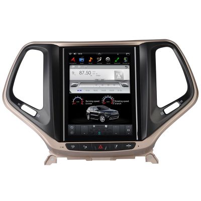 Belsee Best Aftermarket Tesla Style Screen Radio Replacement Android 9.0 Auto Head Unit Jeep Cherokee 2014-2019 Stereo Upgrade PX6 Ram 4Gb Rom 64GB Bluetooth Wifi Apple CarPlay Multimedia Player Audio Video