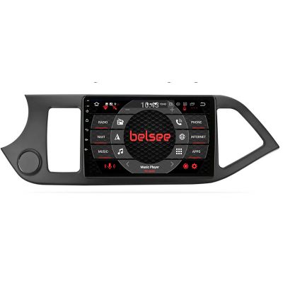 Belsee Best Aftermarket Car Stereo Upgrade Radio Replacement Android 12 Auto Head Unit for Kia Picanto Morning 2011-2016 9 inch QLED Touch Screen GPS Navigation Audio Video Player Multimedia System CD DVD Wifi Bluetooth Dab Ram 8GB Rom 128G Infotainment