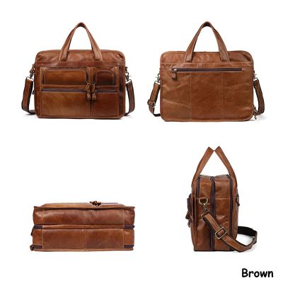 Belsee Men's Leather Bag for Work 15.6 inch Laptop Business Handbag Vintage Shoulder Messenger Briefcase Bags Gift Best Office School College Bag