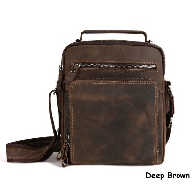 Belsee Shoulder Bag for Men Crazy horse Leather Brown Black Napa Clemence Small Casual Fashion Crossbody Messenger Satchel Handbag Online for Sale