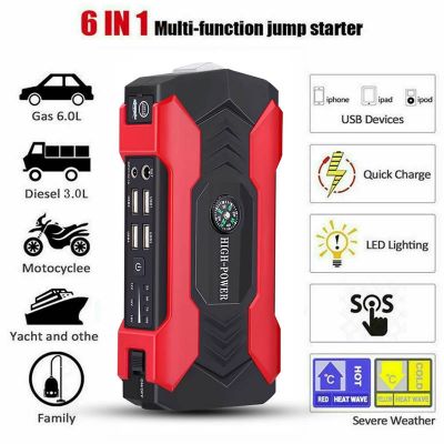 Belsee 99800mAh Best Car Jump Starter Kit Auto Battery Portable Charger Power Bank with LED Flash Light with Air Compressor